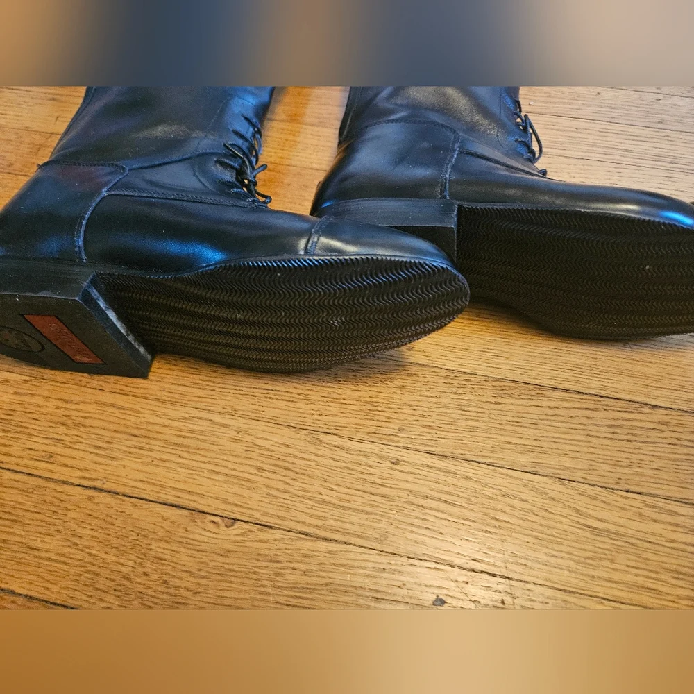 Konigs Black Leather Woman's Equestrian Riding Boots - US Size 6 Tall with Laces - Picture 6 of 11